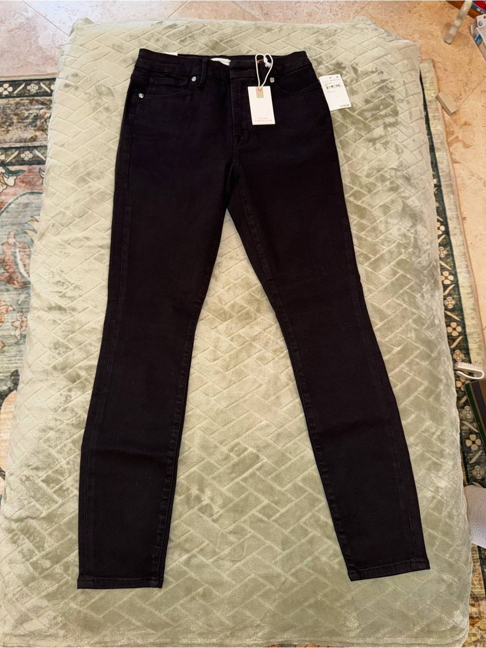 Good American Black Skinny Jeans Women’s 4/27 NWT High Rise Stretch $129